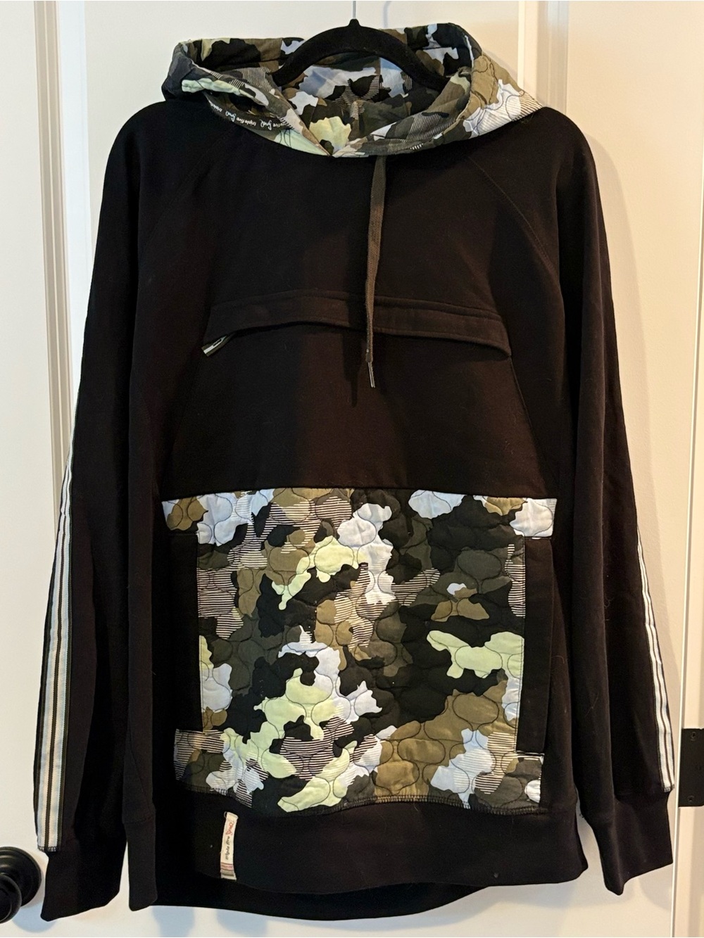 Triple Five Soul Black Hoodie with Green Camo Accents